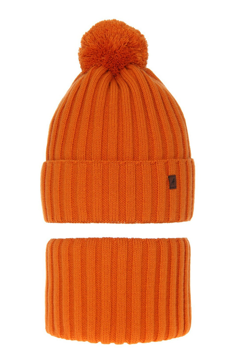 Jongens winter set, Oranje, Met garen pompon, Wiliam