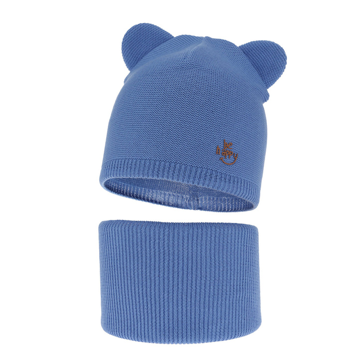 Jongens herfst/lente set muts en buissjaal, puuvillalla, blauw, Ludvic
