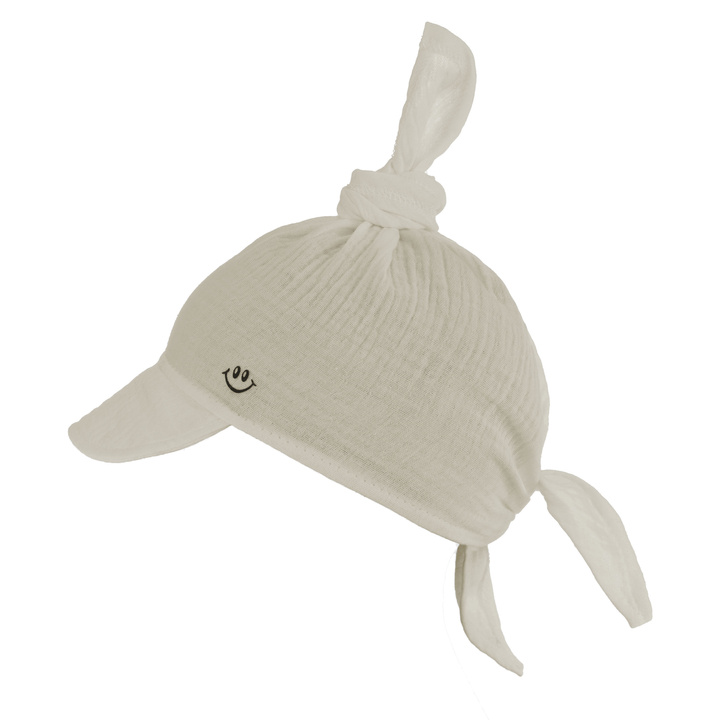 Jongens herfst/lente mousseline hoofddoek met klep, beige, Kobo