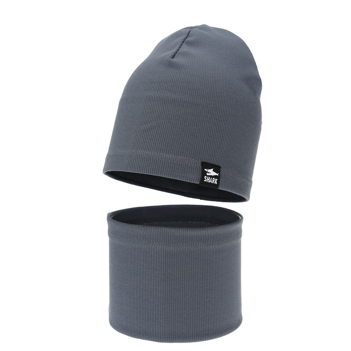 Jongens herfst/lente set muts en buissjaal, grijs, Rumel
