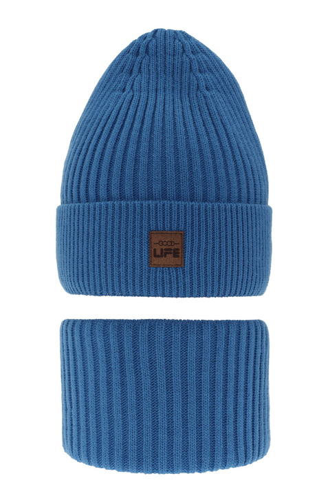 Jongens winter set muts en sjaal, blauw, Basilio
