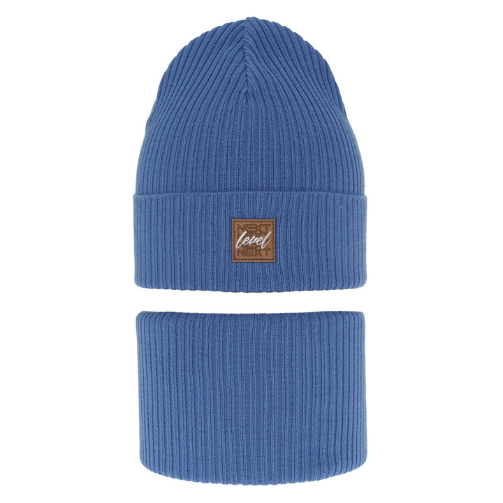 Jongens herfst/lente set muts en buissjaal, puuvillalla, blauw, Fenix