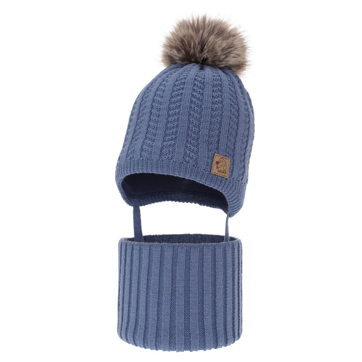Jongens winter set, blauw, met garen pompon, Endo