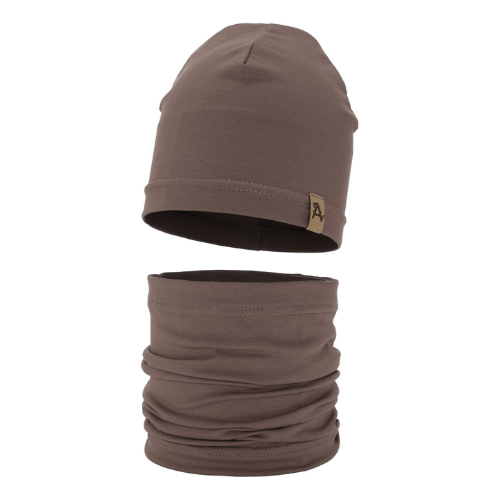 Jongens herfst/lente set muts en buissjaal, bruin, Griffin
