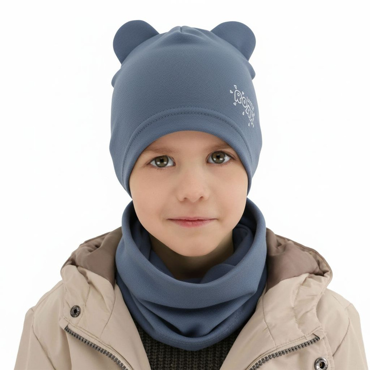 Jongens herfst/lente set muts en buissjaal, blauw, Cymes
