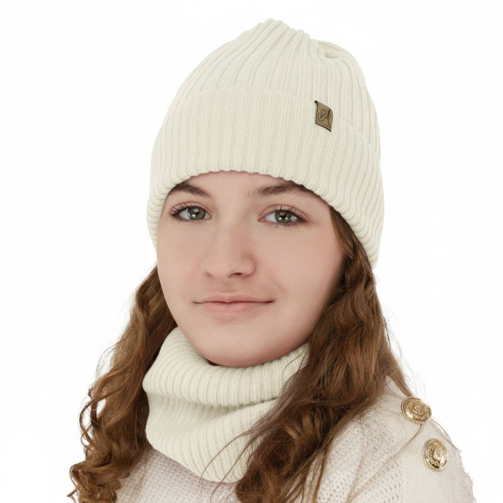 Meisjes winter set, wit, 100% Merino Wol, Patricia
