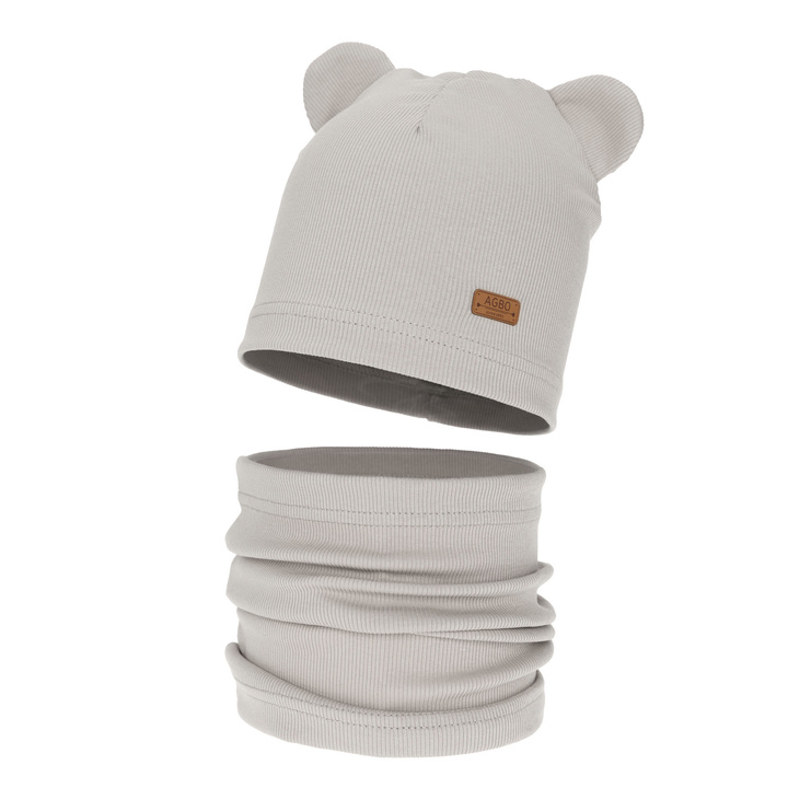 Tyttöjen syys/kevät setti: pipo ja putkihuivi, puuvillainen, beige Georgea