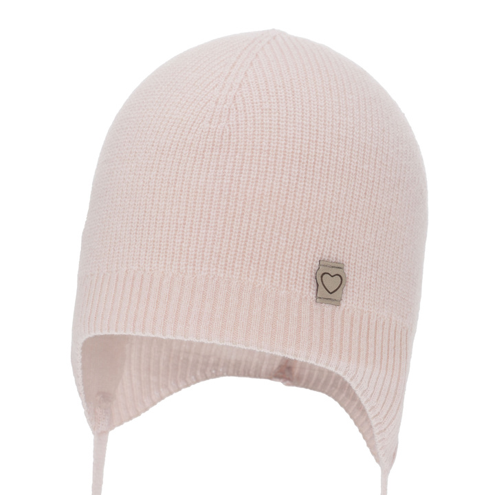 Tyttöjen syys/kevät pipo, vaaleanpunainen, merinovillalla ja kashmirillanaa, nauhoilla, Orida