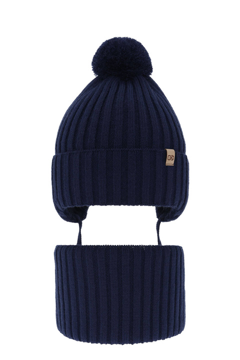 Jongens winter set, blauw, met garen pompon, Carlo