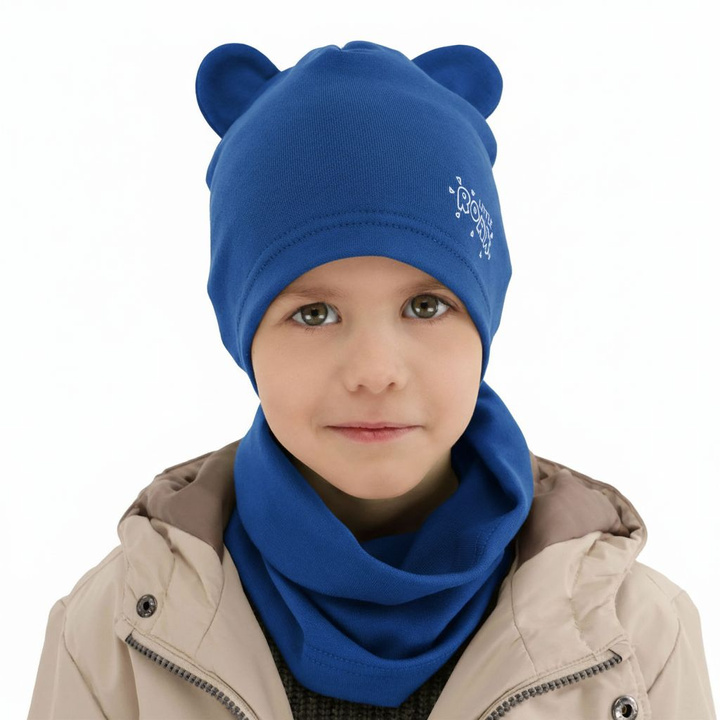 Jongens herfst/lente set muts en buissjaal, blauw, Cymes