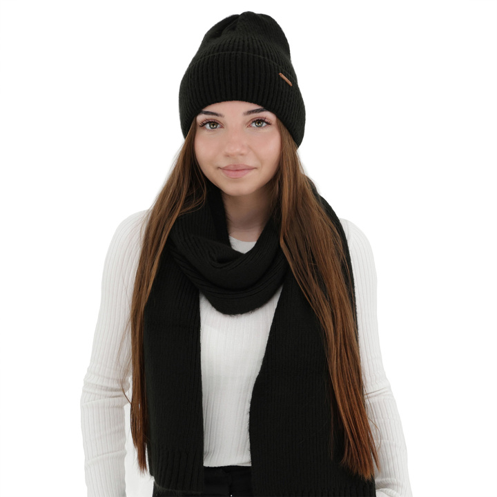 Naisten talvisetti: pipo ja huivi, beige, merinovillalla, Seala