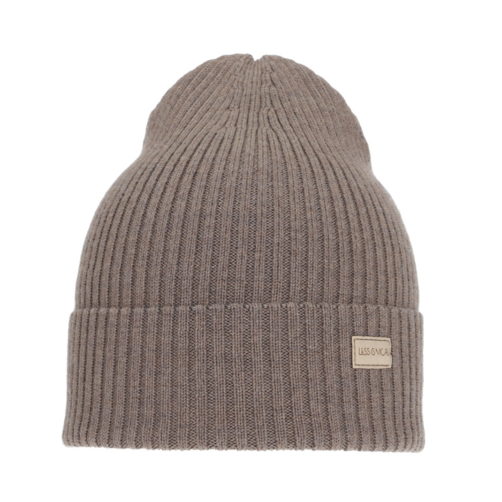 Dames wintermuts, donker beige, 100% Merino Wol, Sophie