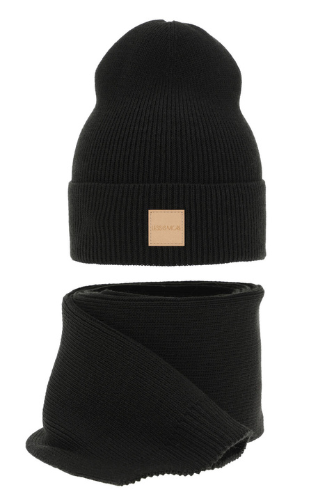 Dames winter set muts en sjaal, zwart, Nathalie