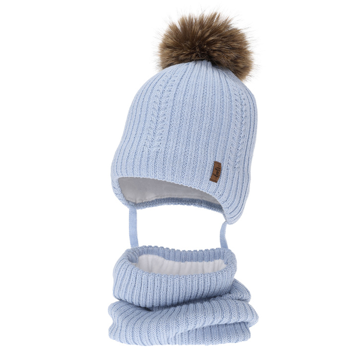Jongens winter set, blauw, met merinowol, met bindkoorden, Zongo