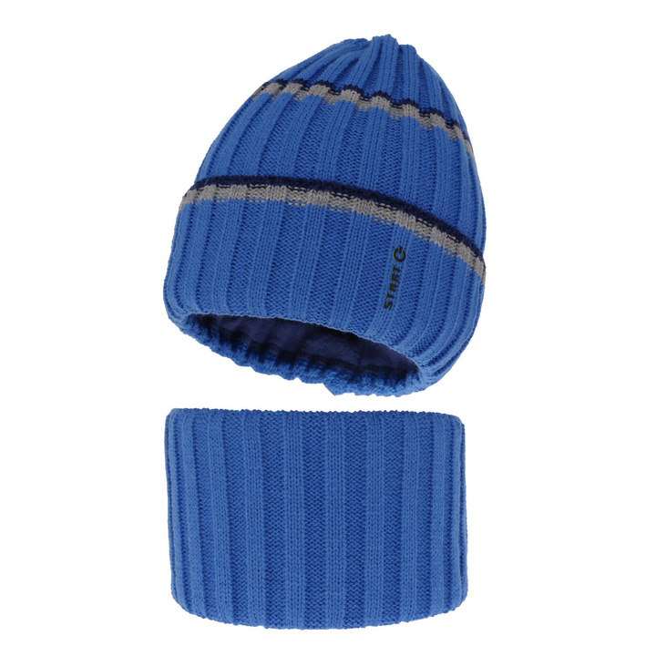 Jongens winter set muts en buissjaal, blauw, Bastien