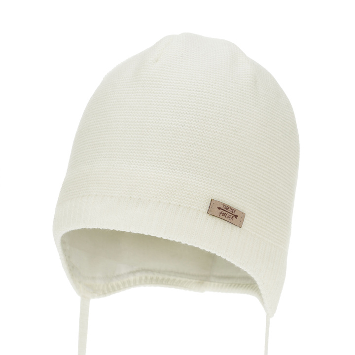 Tyttöjen syys/kevät pipo, kerma, nauhoilla, Svenja