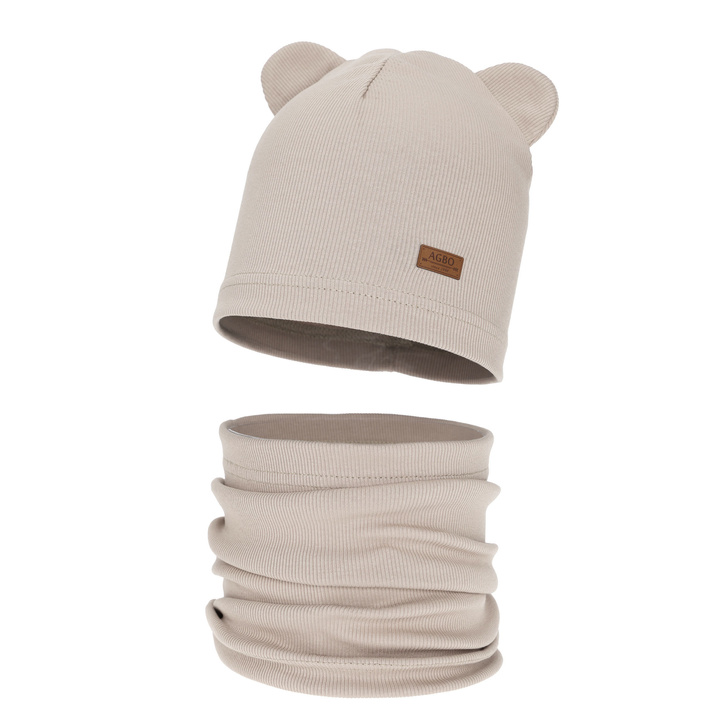 Jongens herfst/lente set muts en buissjaal, beige, Gregory
