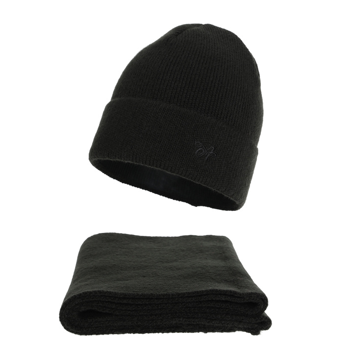 Naisten talvisetti: pipo ja huivi, musta, Rava