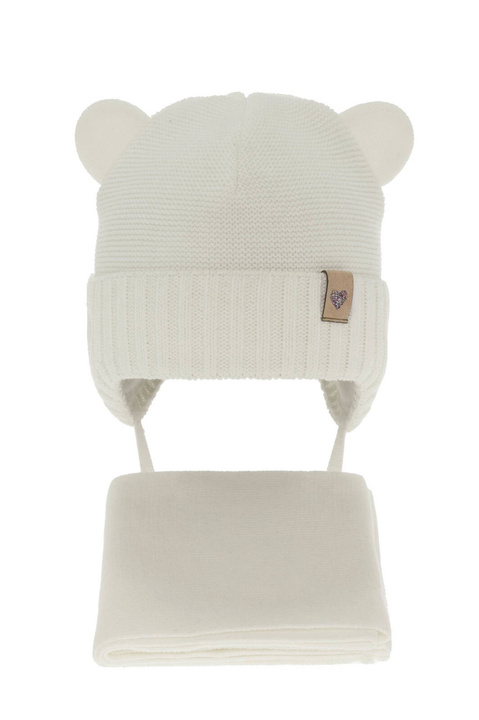 Meisjes winter set muts en sjaal, kremowy, Alice