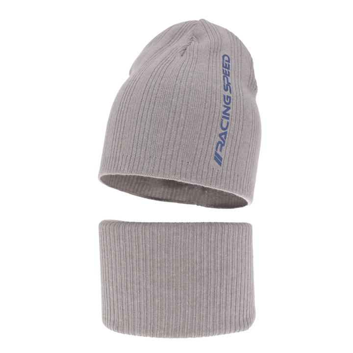Jongens herfst/lente set muts en buissjaal, puuvillalla, grijs, katoenen, Kolorado