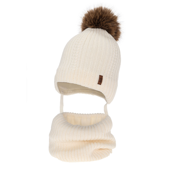 Jongens winter set, kremowy, met merinowol, met bindkoorden, Zongo