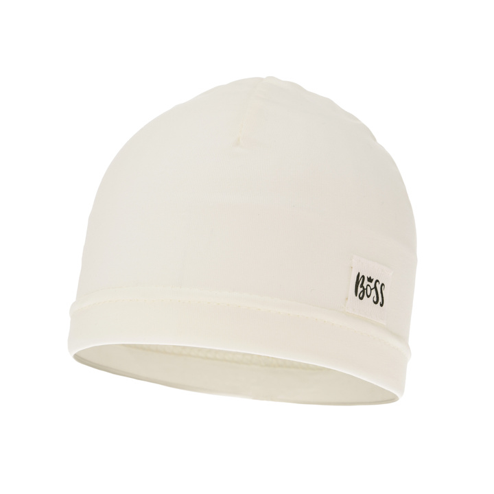 Jongens herfst/lente baret, kremowy, z naszywką Niki