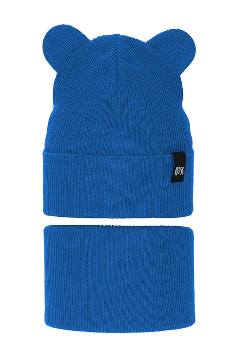 Jongens herfst/lente set muts en buissjaal, puuvillalla, blauw, Grajan