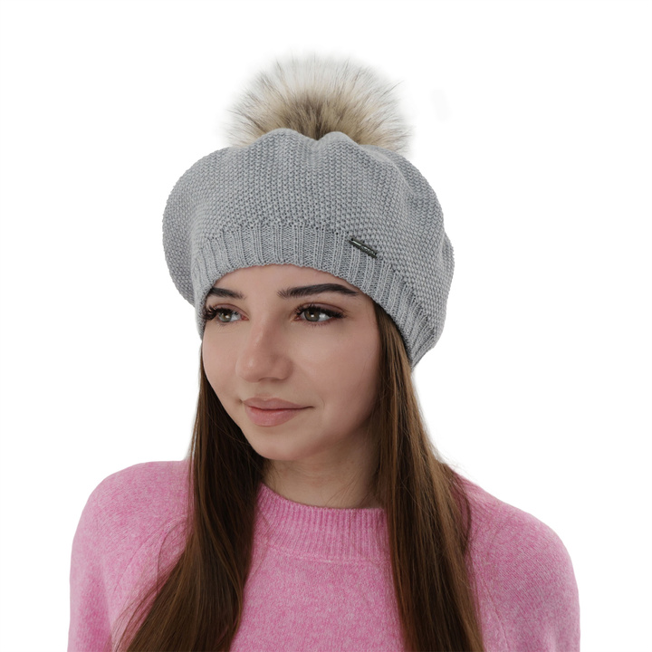 Dames wintermuts, grijs, met merinowol, Bonnie