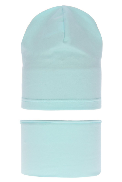 Meisjes herfst/lente set muts en buissjaal, mint, gevoerd met katoen, Hazelka