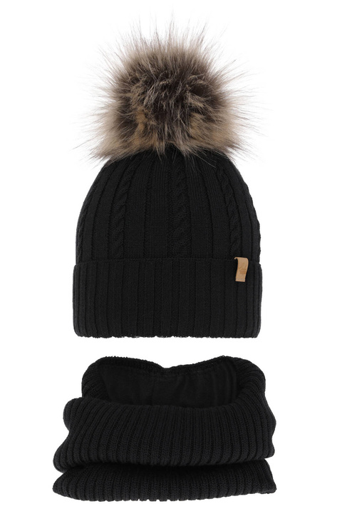 Meisjes winter set, zwart, met merinowol, Mirabel