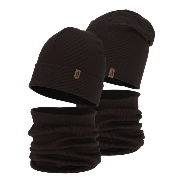 Poikien syys/kevät setti: pipo ja putkihuivi, tummanruskea, Amalfi