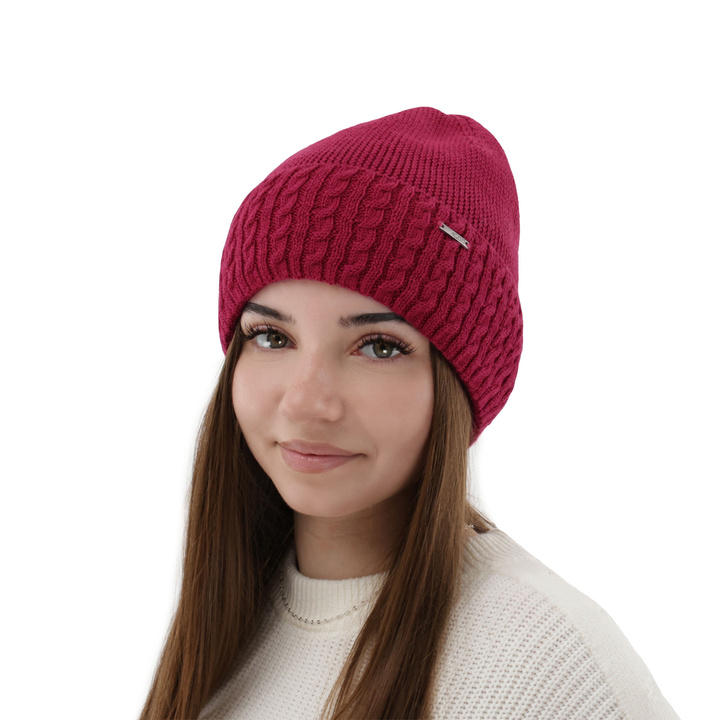 Dames wintermuts, roze, met merinowol, Febe