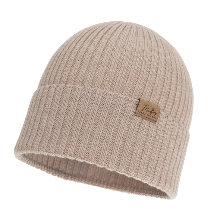 Naisten syys/kevät pipo, beige, 100% merinovilla, saumaton, Fabrizia