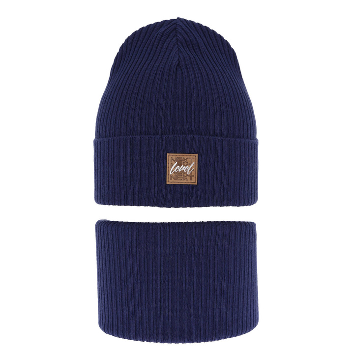 Jongens herfst/lente set muts en buissjaal, puuvillalla, marineblauw, Fenix