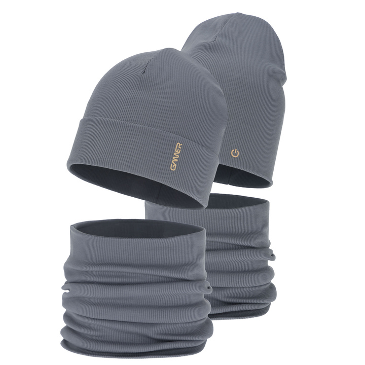 Poikien syys/kevät setti: pipo ja putkihuivi, puuvillaa, harmaa, Desider