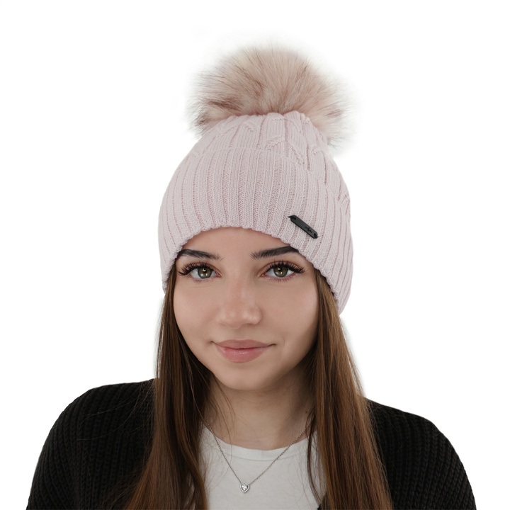 Dames wintermuts, kremowy, met merinowol, Talaria