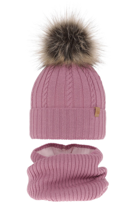 Meisjes winter set, paars, met merinowol, Mirabel