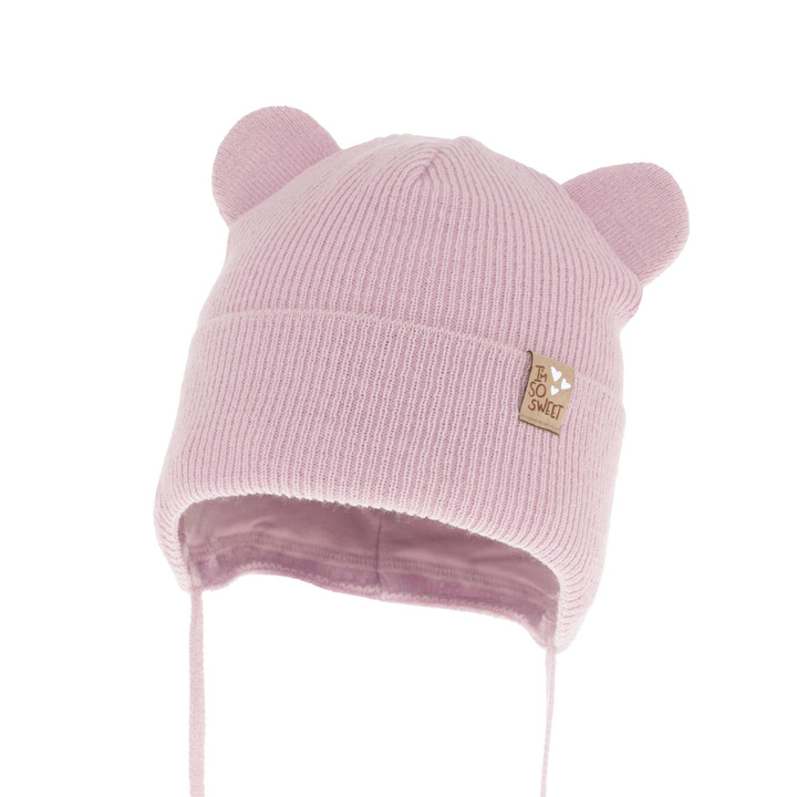 Meisjes herfst/lente muts, lila, met bindkoorden, Noemi