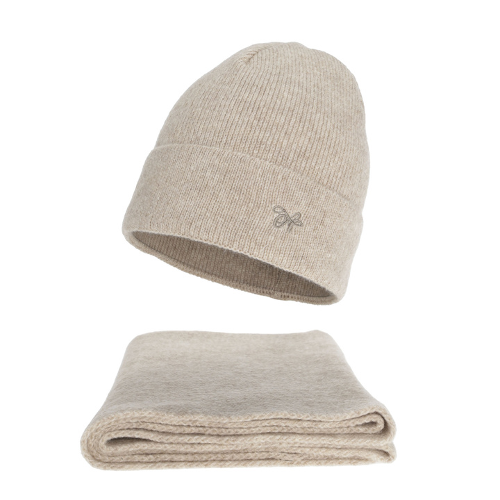 Naisten talvisetti: pipo ja huivi, beige, Rava