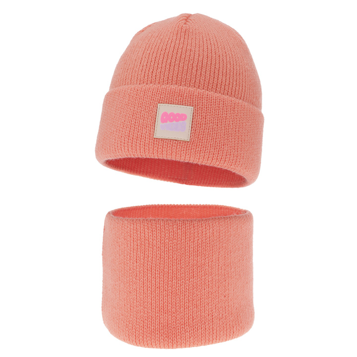 Meisjes winter set muts en buissjaal, oranje, Josephin