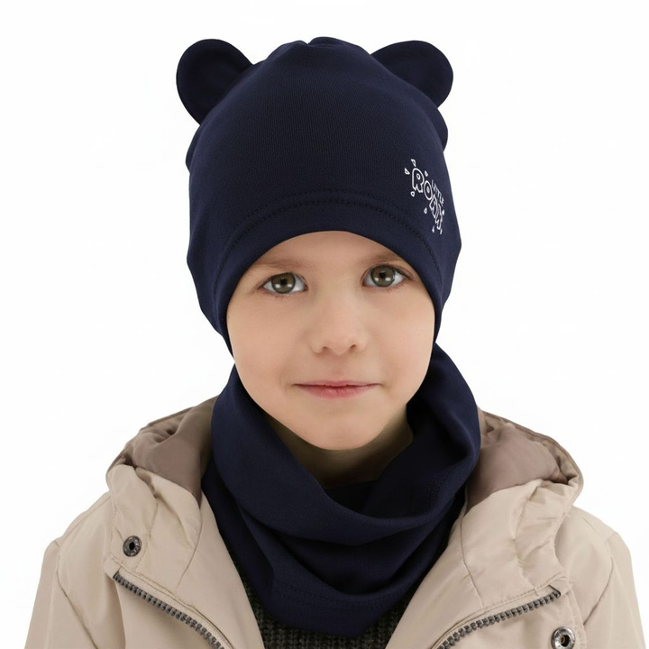 Jongens herfst/lente set muts en buissjaal, blauw, Cymes