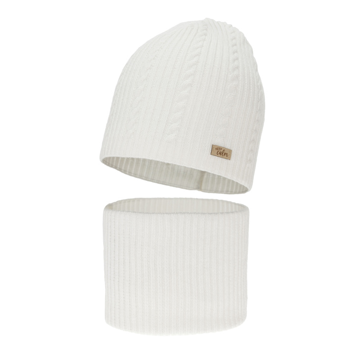 Tyttöjen syys/kevät setti: pipo ja putkihuivi, kremowy, puuvillalla, Ordesa