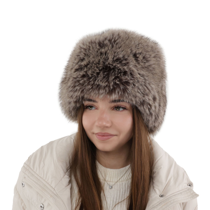 Dames wintermuts, beige, gevoerd met wolvacht, Holly