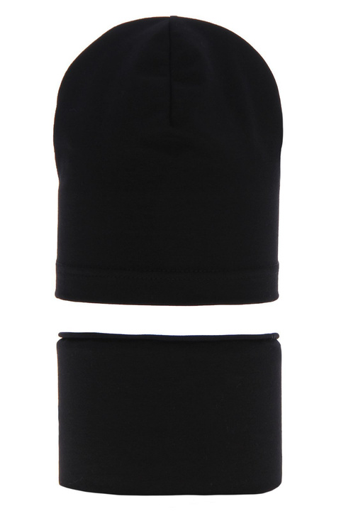 Jongens herfst/lente set muts en buissjaal, zwart, katoenen, Hazel