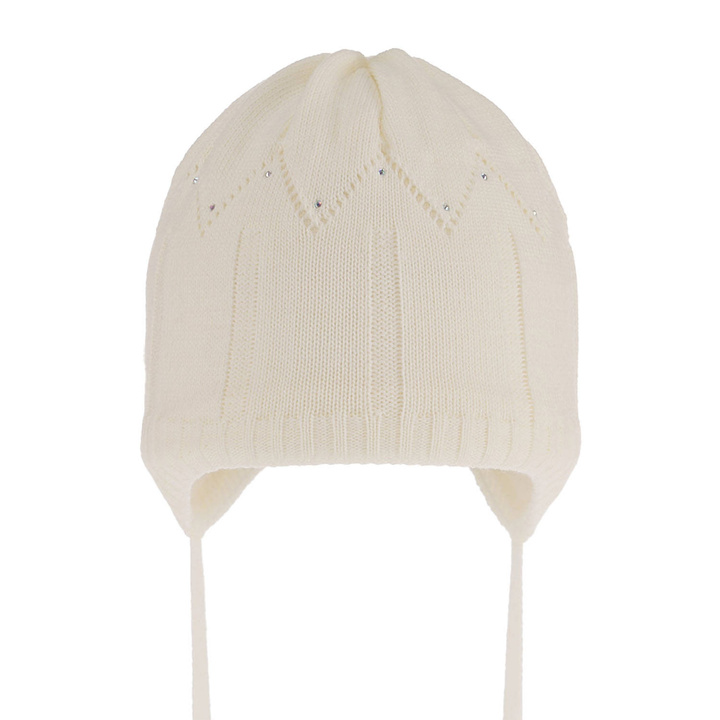 Meisjes herfst/lente muts, kremowa, met bindkoorden, Mercja