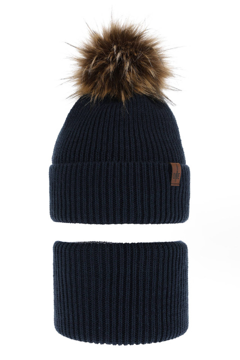 Jongens winter set, blauw, met garen pompon, Modus
