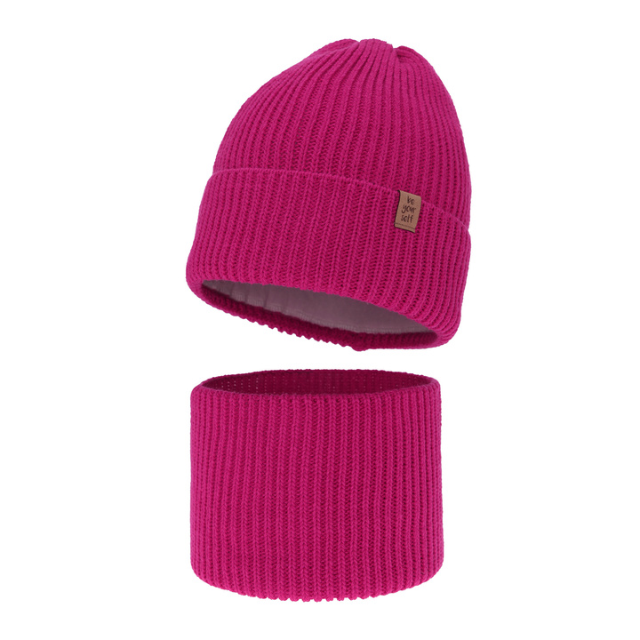 Meisjes winter set muts en buissjaal, Amarant, Edera
