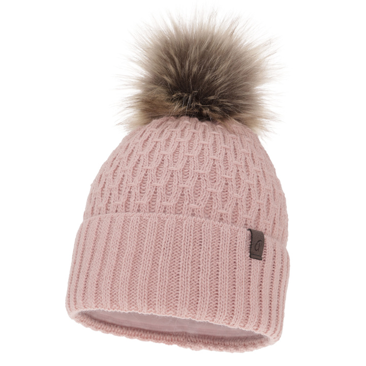 Dames wintermuts, roze, met garen pompon, Gaba