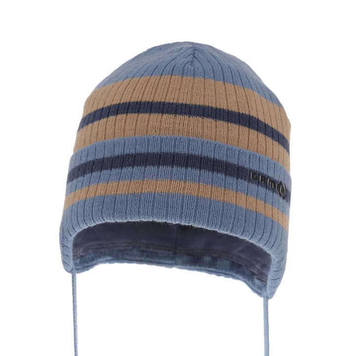 Jongens herfst/lente muts, blauw, met bindkoorden, Oleander