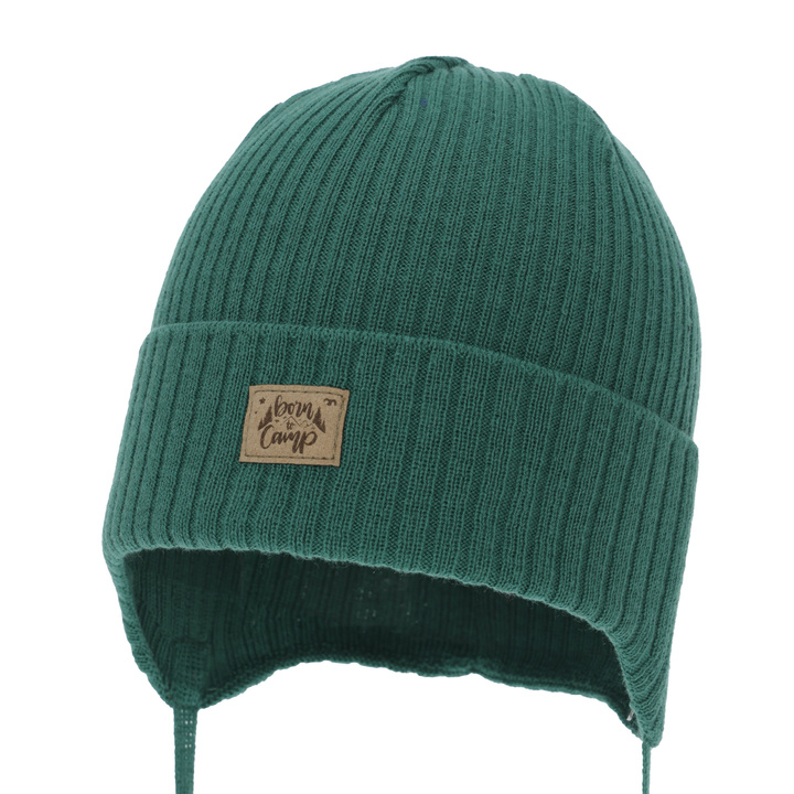 Poikien syys/kevät pipo, smaragdinvihreä, nauhoilla, puuvillalla, Fenris